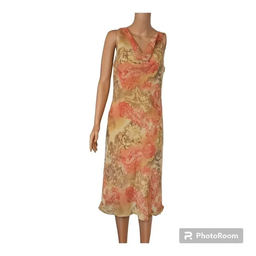 F.L.P. Faith, Love & Passion Women's Summer Dress Size 12 Peach Pink Floral